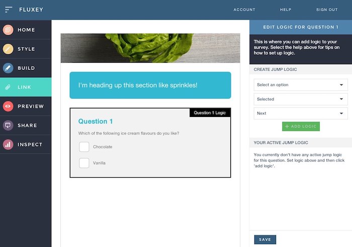 Fluxey survey builder - logic linking